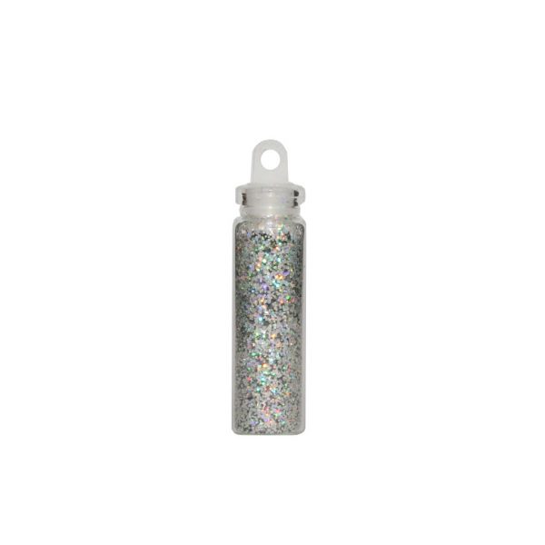 Μπουκάλι Λεπτή Σκόνη Ιριδίζουσα Glitter Ασημί